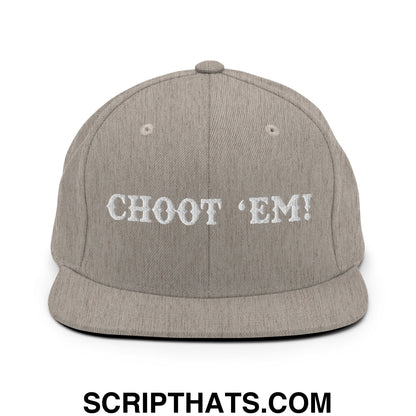 Choot 'em! Embroidered Flat Bill Brim Snapback Hat Heather Grey