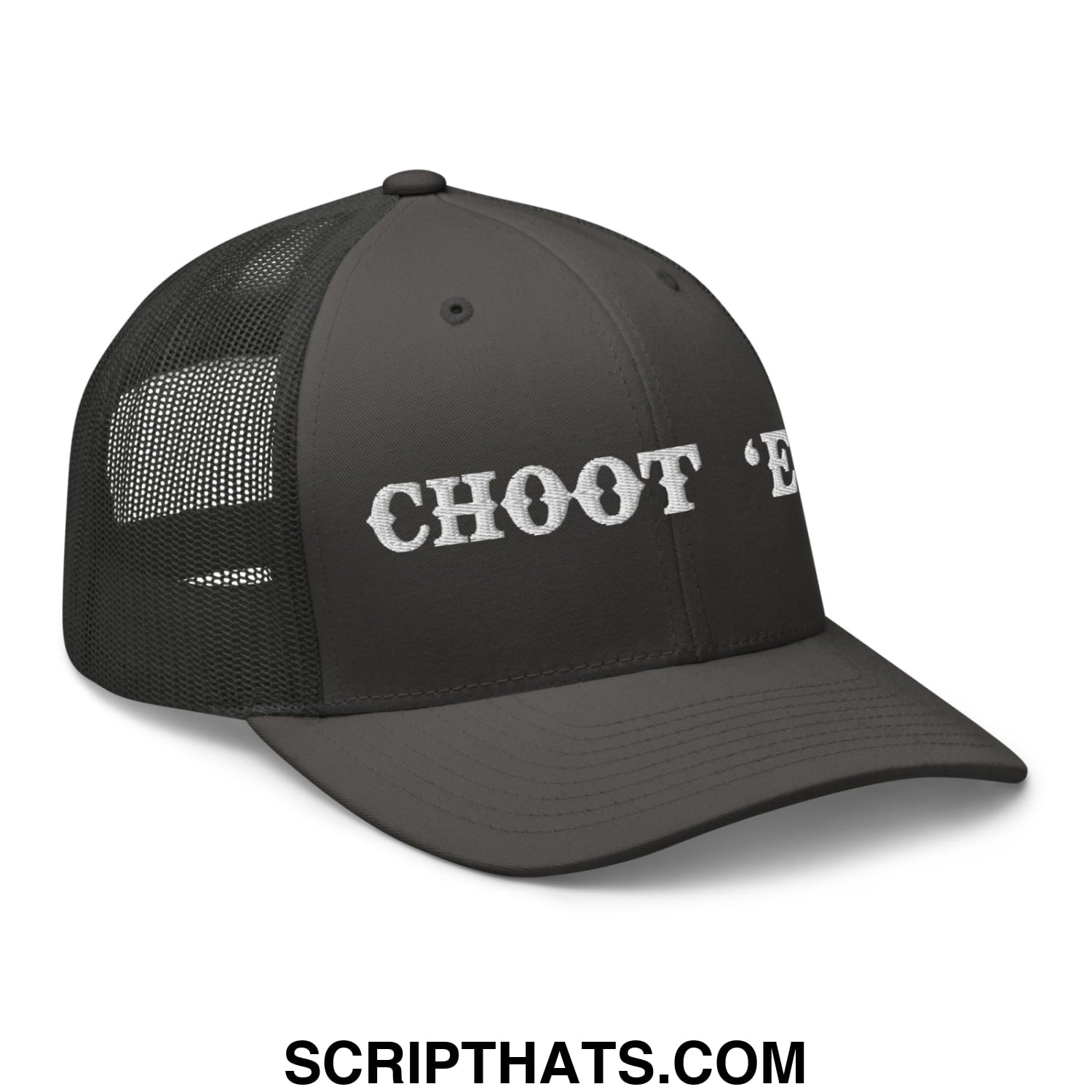 Choot 'em! Embroidered Mesh Trucker Hat Charcoal