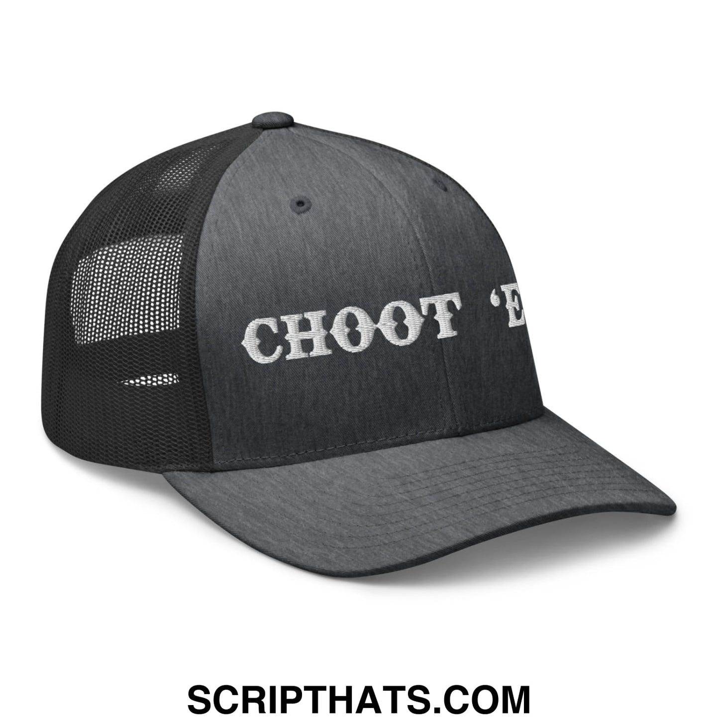 Choot 'em! Embroidered Mesh Trucker Hat Dark Heather Gray