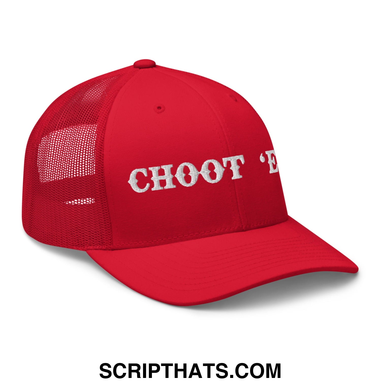 Choot 'em! Embroidered Mesh Trucker Hat Red