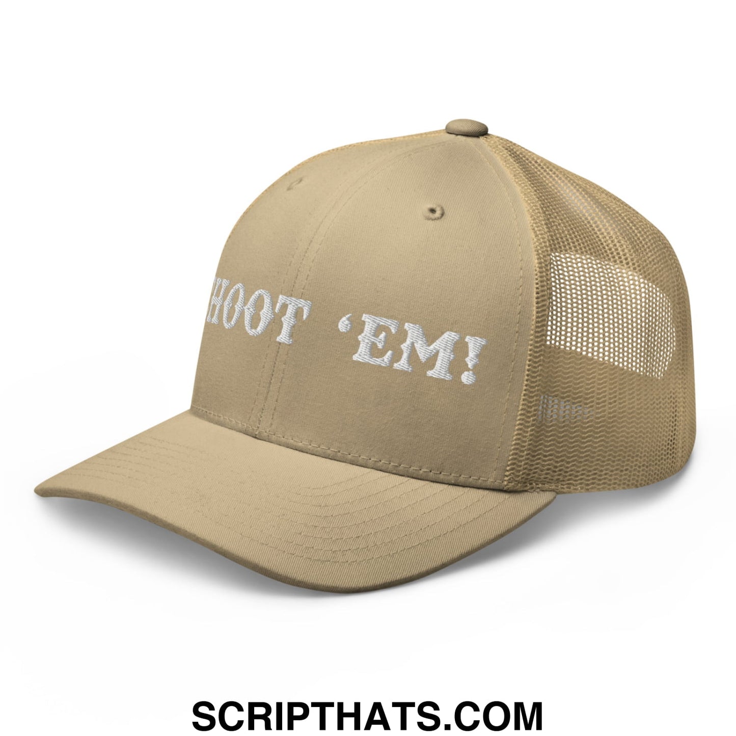 Choot 'em! Embroidered Mesh Trucker Hat Khaki