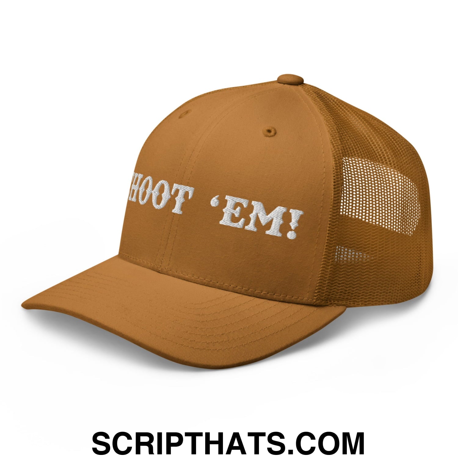 Choot 'em! Embroidered Mesh Trucker Hat Caramel