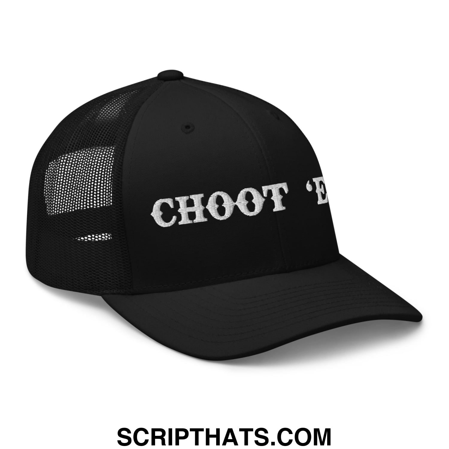 Choot 'em! Embroidered Mesh Trucker Hat Black