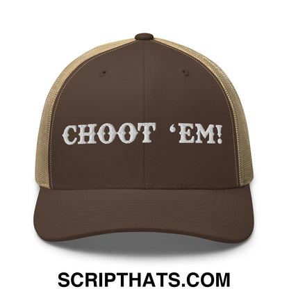 Choot 'em! Embroidered Mesh Trucker Hat Brown Khaki