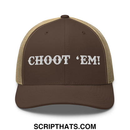 Choot 'em! Embroidered Mesh Trucker Hat Brown Khaki