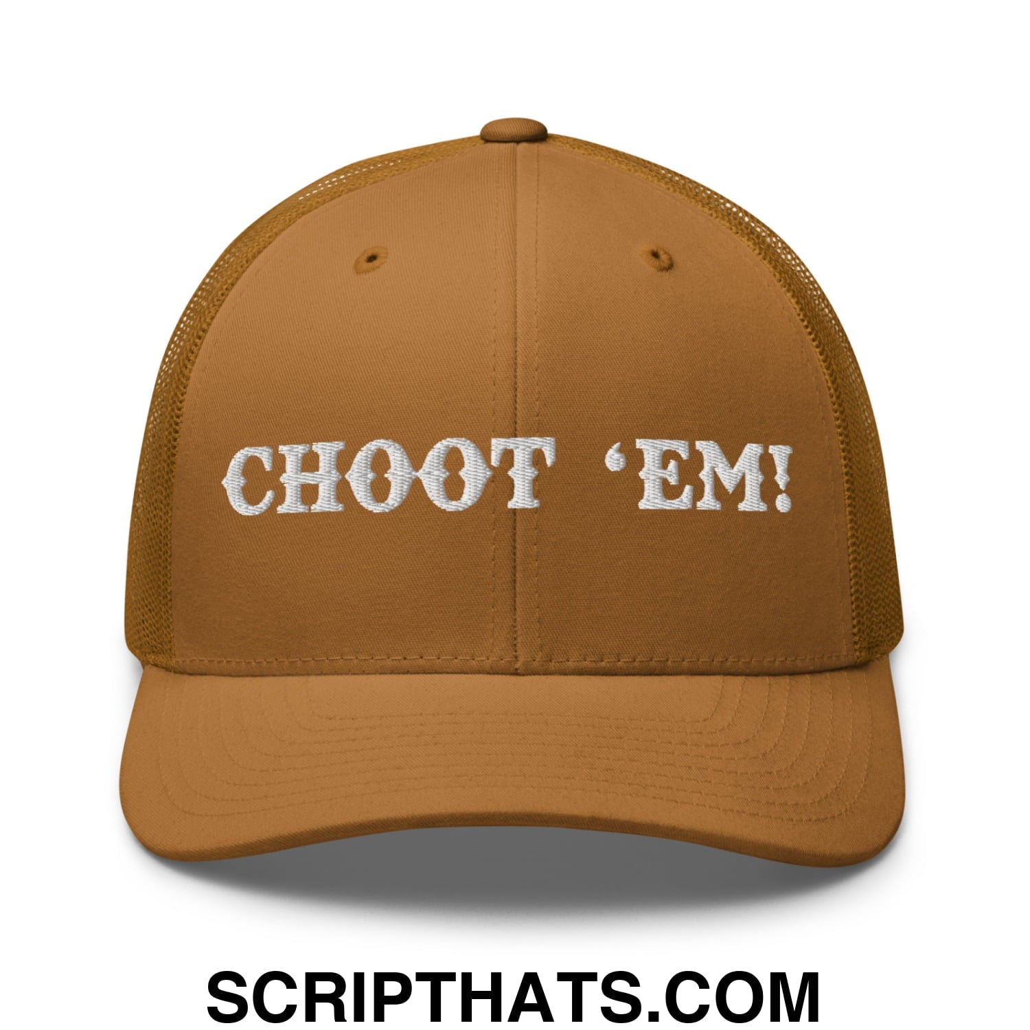 Choot 'em! Embroidered Mesh Trucker Hat Caramel