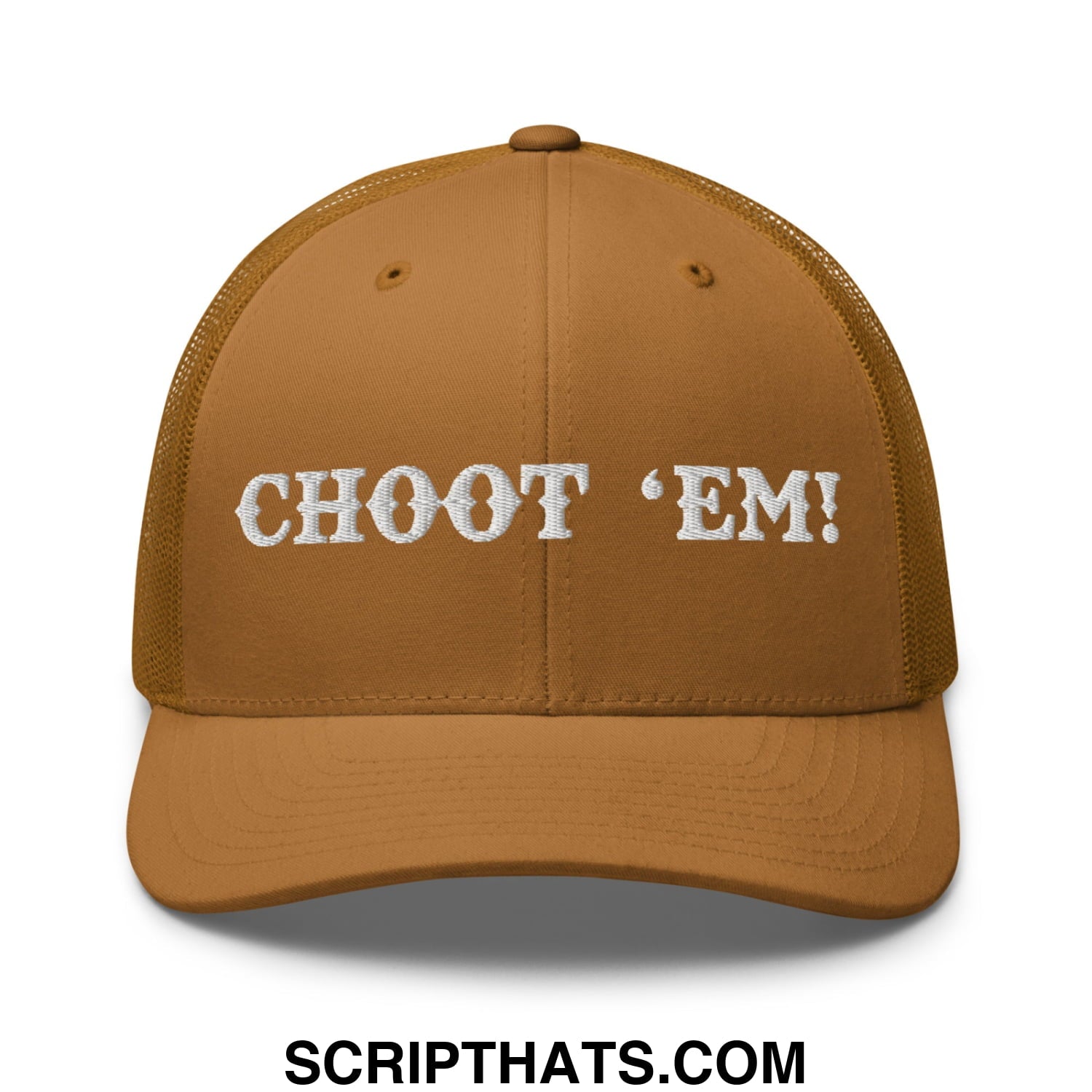 Choot 'em! Embroidered Mesh Trucker Hat Caramel