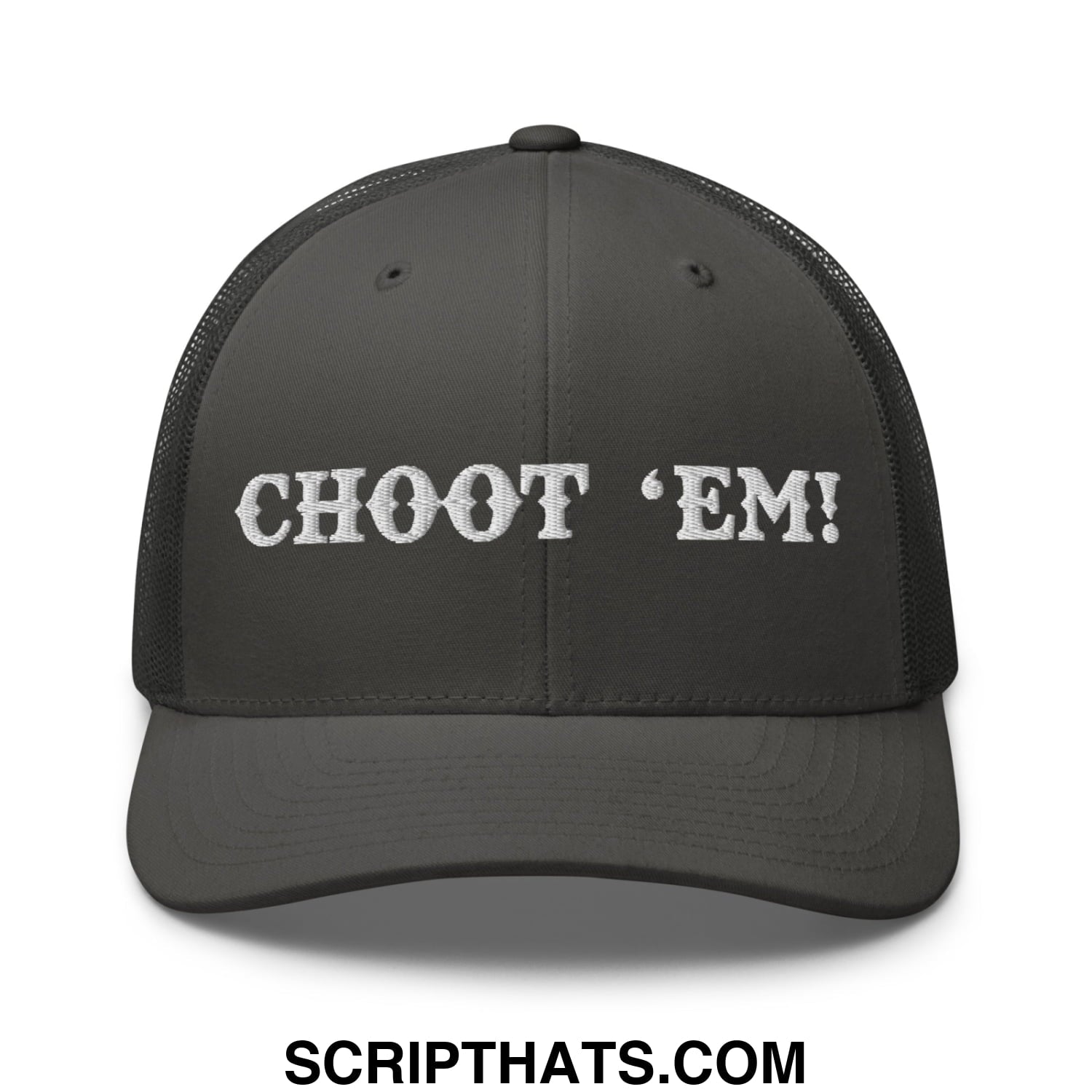 Choot 'em! Embroidered Mesh Trucker Hat Charcoal
