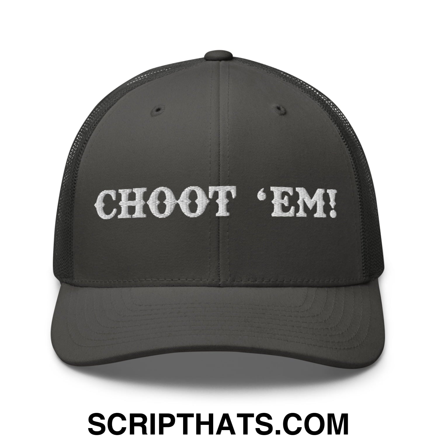Choot 'em! Embroidered Mesh Trucker Hat Charcoal