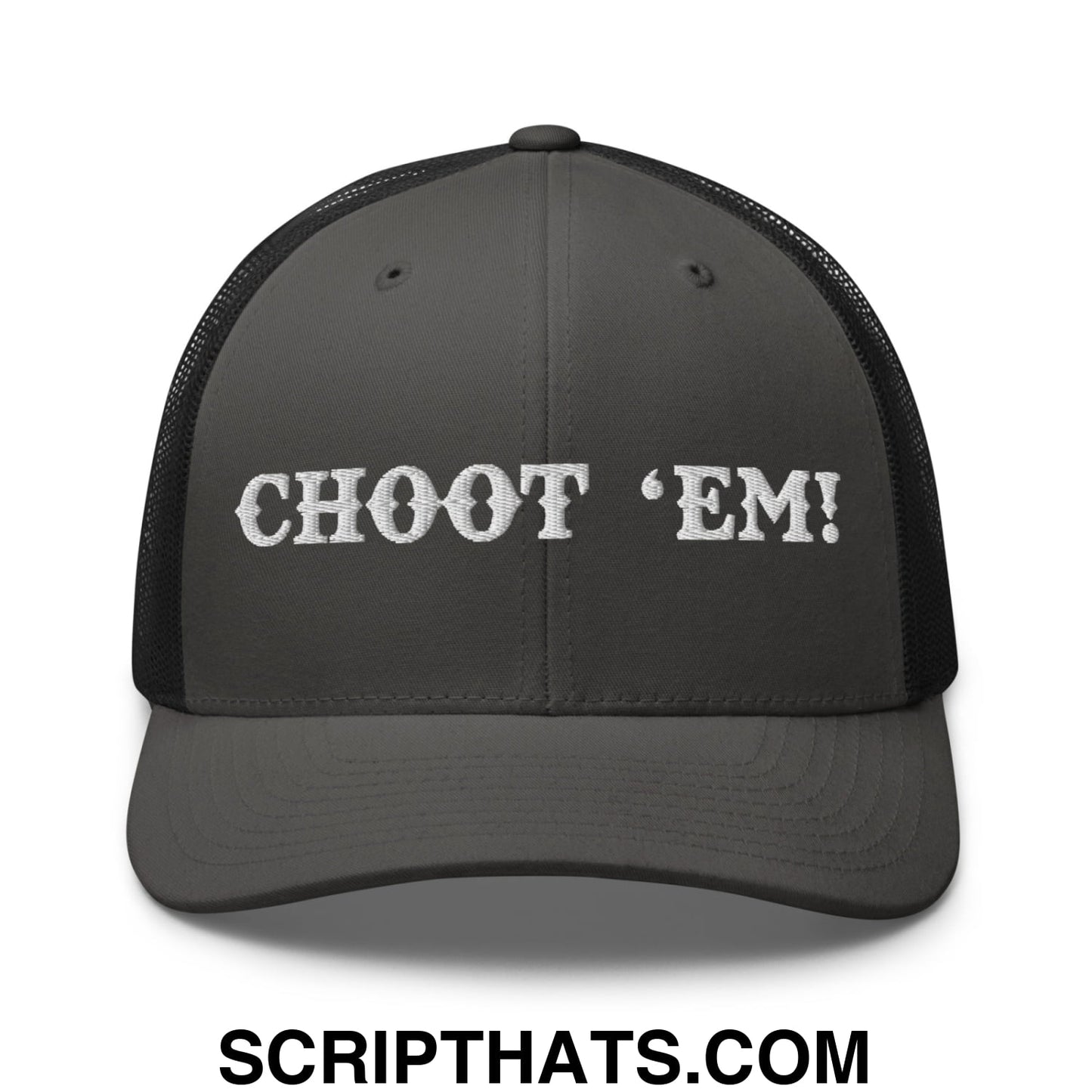 Choot 'em! Embroidered Mesh Trucker Hat Charcoal Black