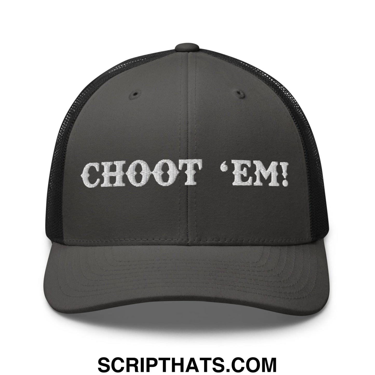 Choot 'em! Embroidered Mesh Trucker Hat Charcoal Black
