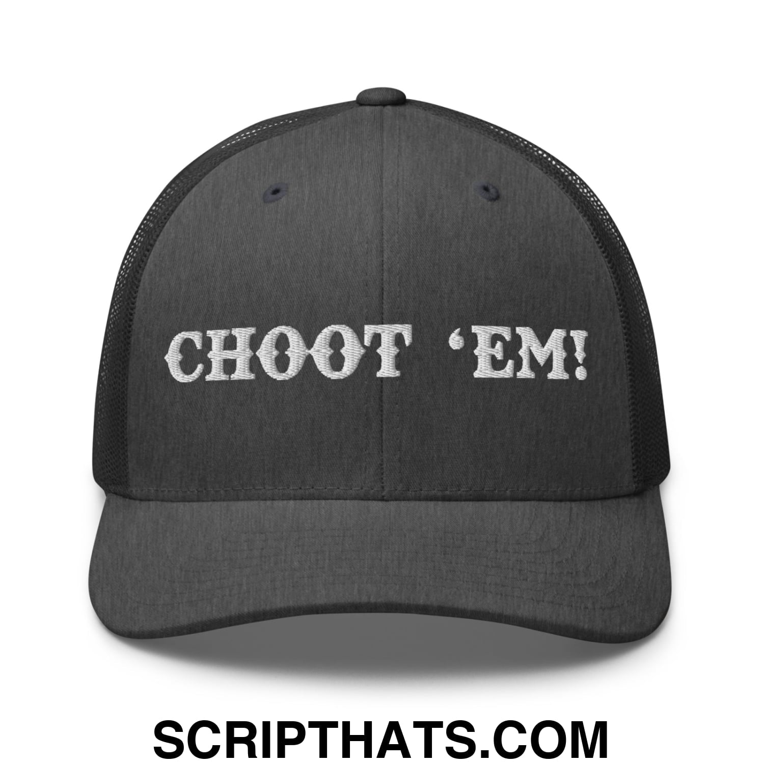 Choot 'em! Embroidered Mesh Trucker Hat Dark Heather Gray
