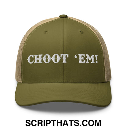 Choot 'em! Embroidered Mesh Trucker Hat Moss Khaki