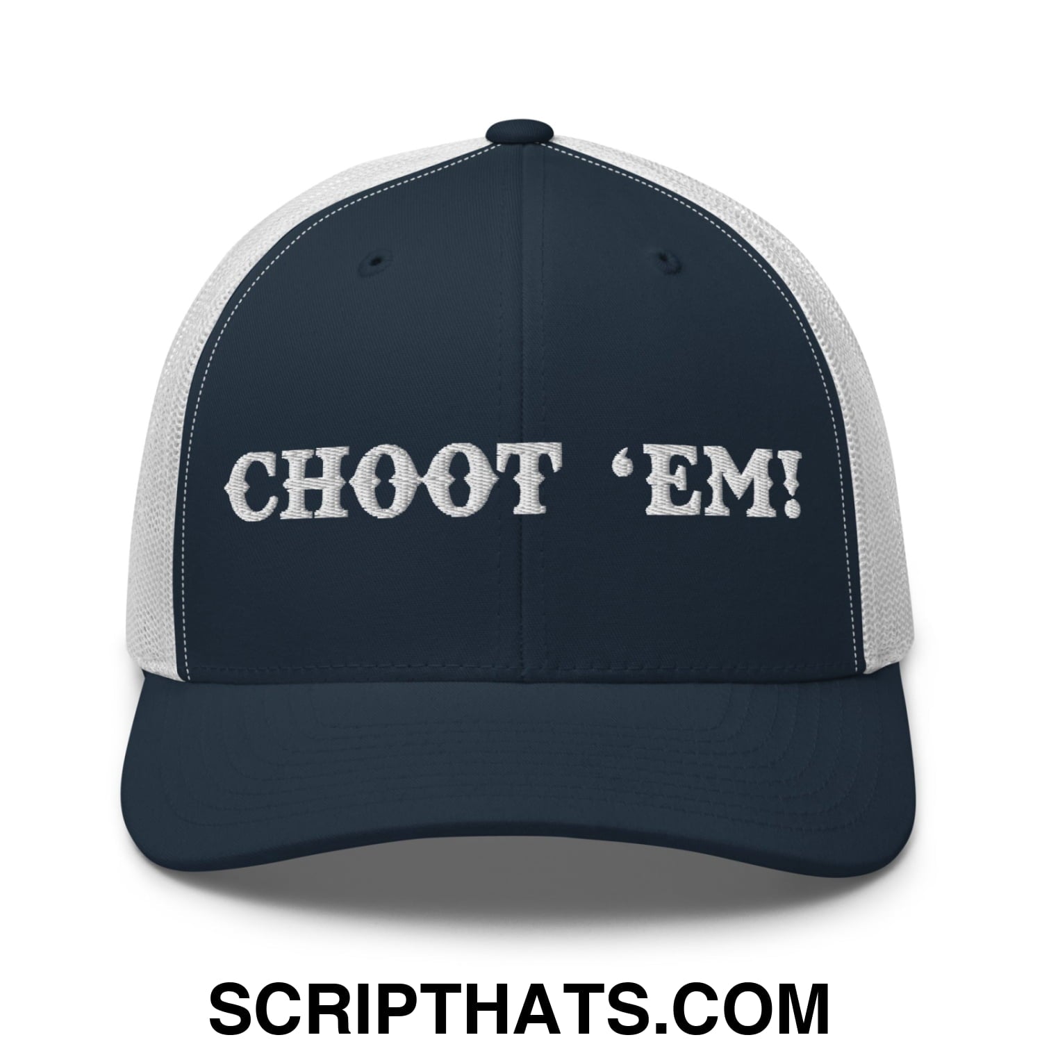 Choot 'em! Embroidered Mesh Trucker Hat Navy White