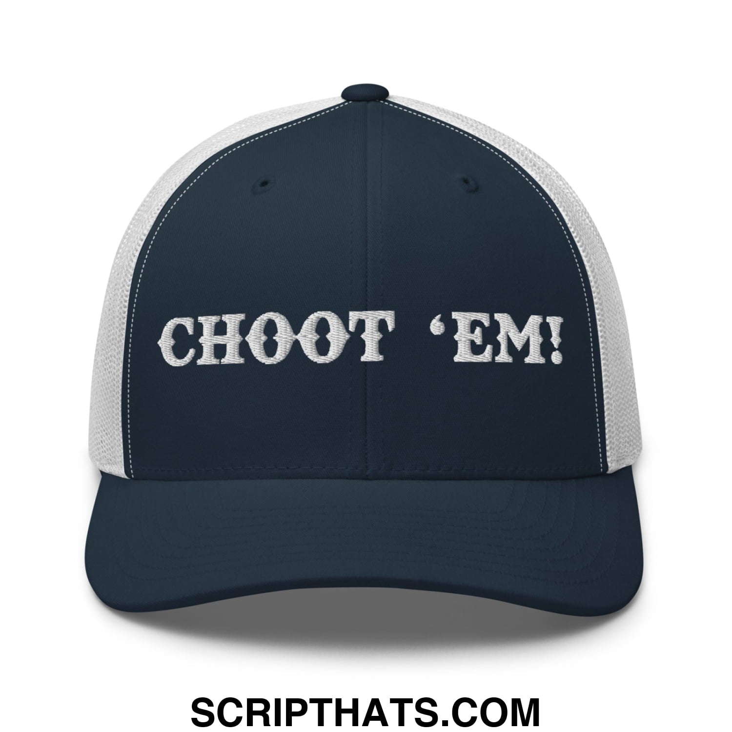 Choot 'em! Embroidered Mesh Trucker Hat Navy White