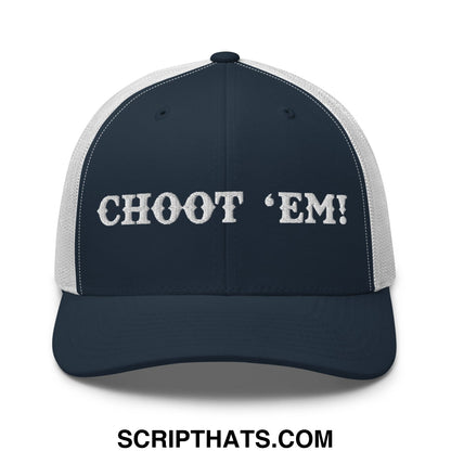 Choot 'em! Embroidered Mesh Trucker Hat Navy White