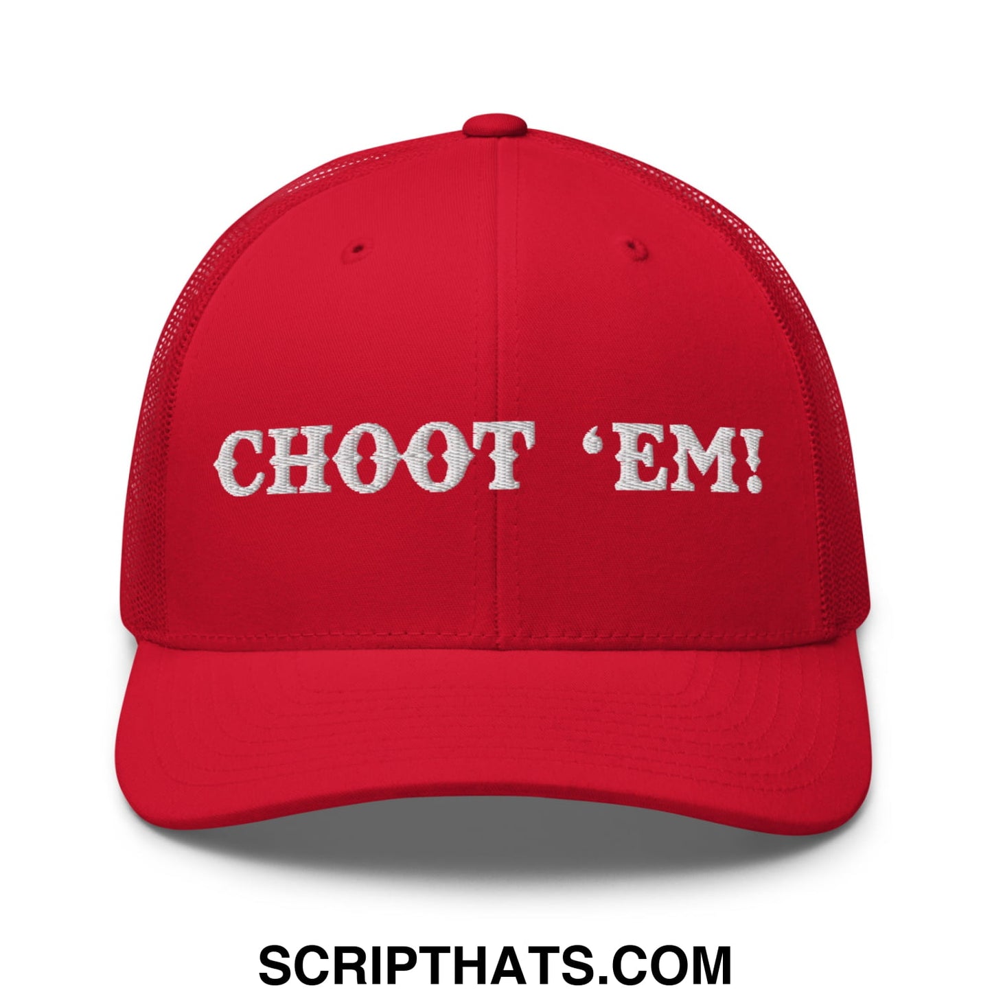 Choot 'em! Embroidered Mesh Trucker Hat Red