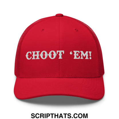 Choot 'em! Embroidered Mesh Trucker Hat Red