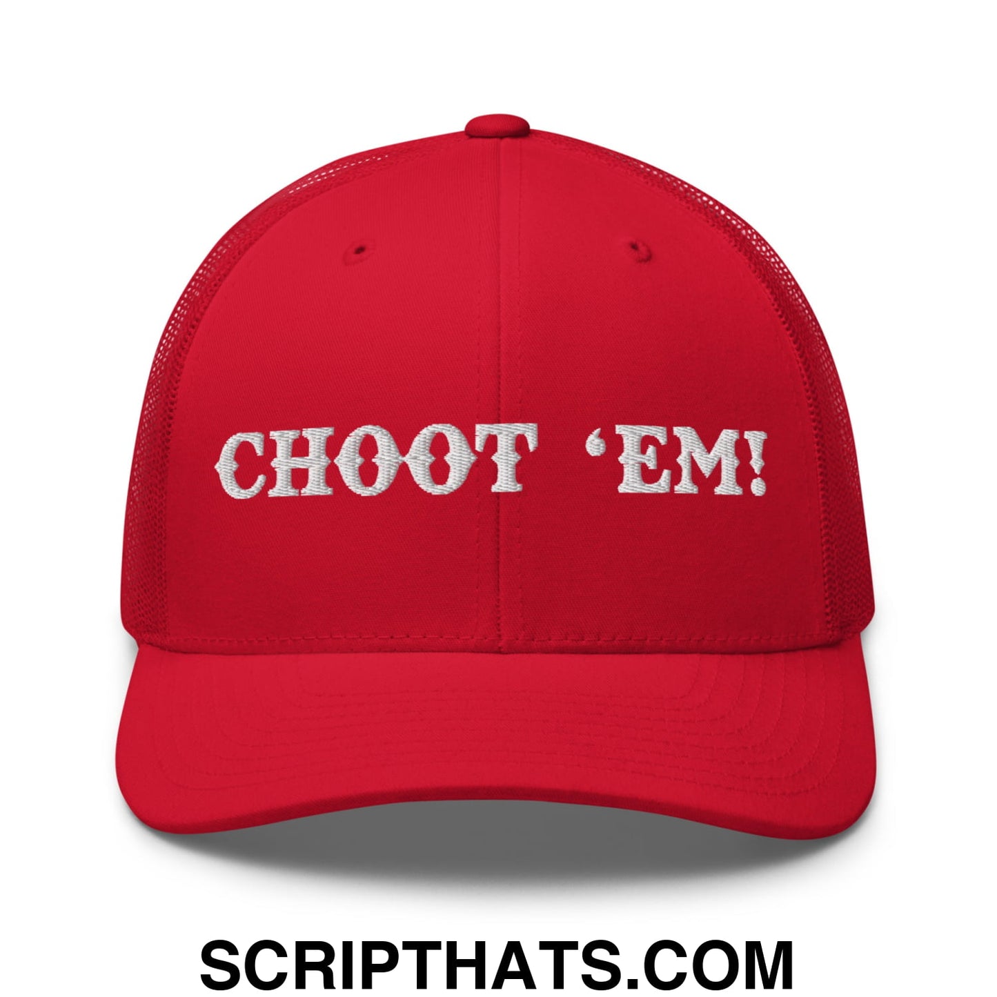 Choot 'em! Embroidered Mesh Trucker Hat Red