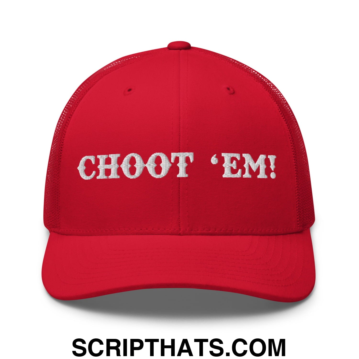 Choot 'em! Embroidered Mesh Trucker Hat Red