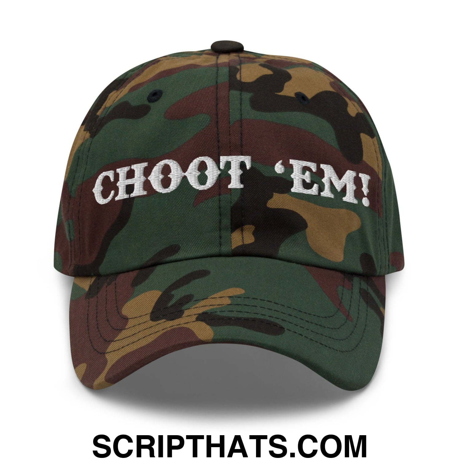 Choot 'em! Embroidered Unstructured Dad Hat Green Camo