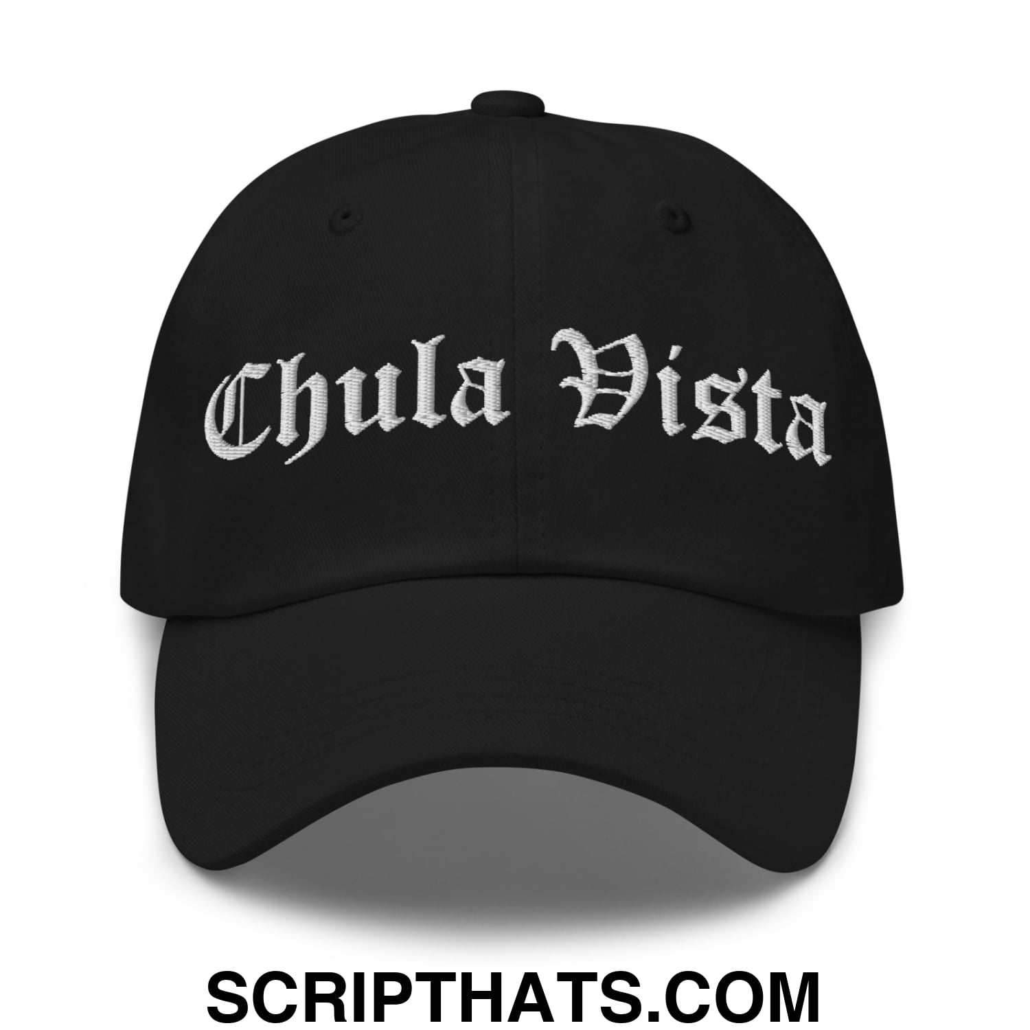 Chula Vista Old English Embroidered Unstructured Dad Hat Black