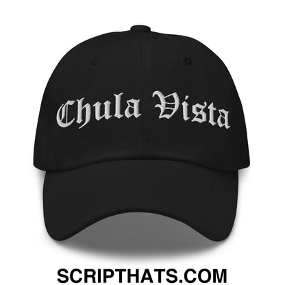 Chula Vista Old English Embroidered Unstructured Dad Hat Black