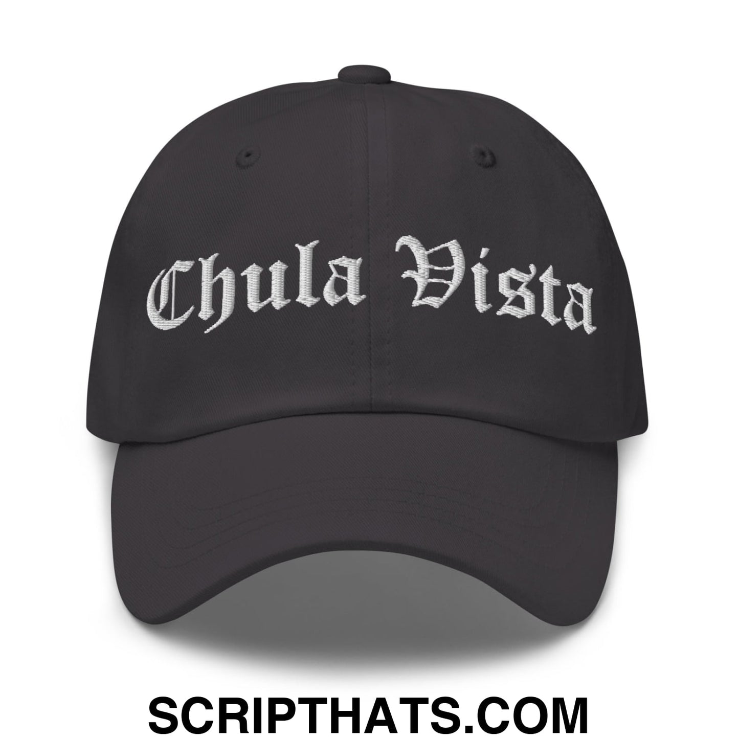 Chula Vista Old English Embroidered Unstructured Dad Hat Dark Grey