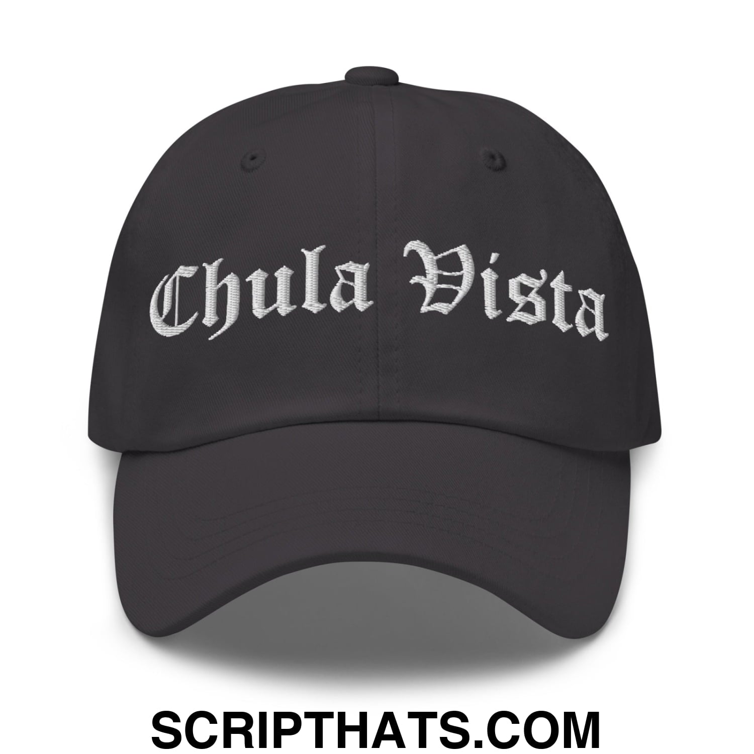 Chula Vista Old English Embroidered Unstructured Dad Hat Dark Grey