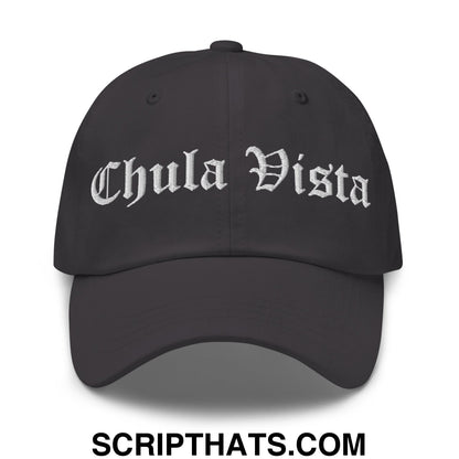 Chula Vista Old English Embroidered Unstructured Dad Hat Dark Grey