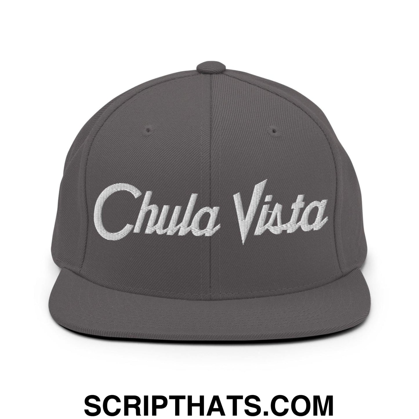 Chula Vista Script Snapback Hat Dark Grey