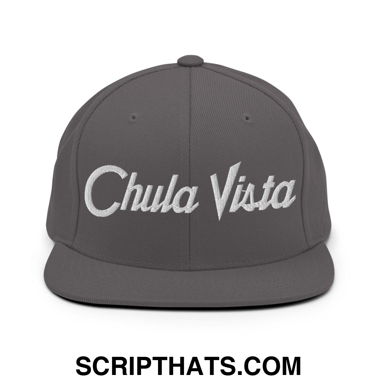 Chula Vista Script Snapback Hat Dark Grey
