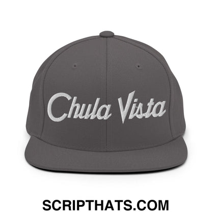 Chula Vista Script Snapback Hat Dark Grey