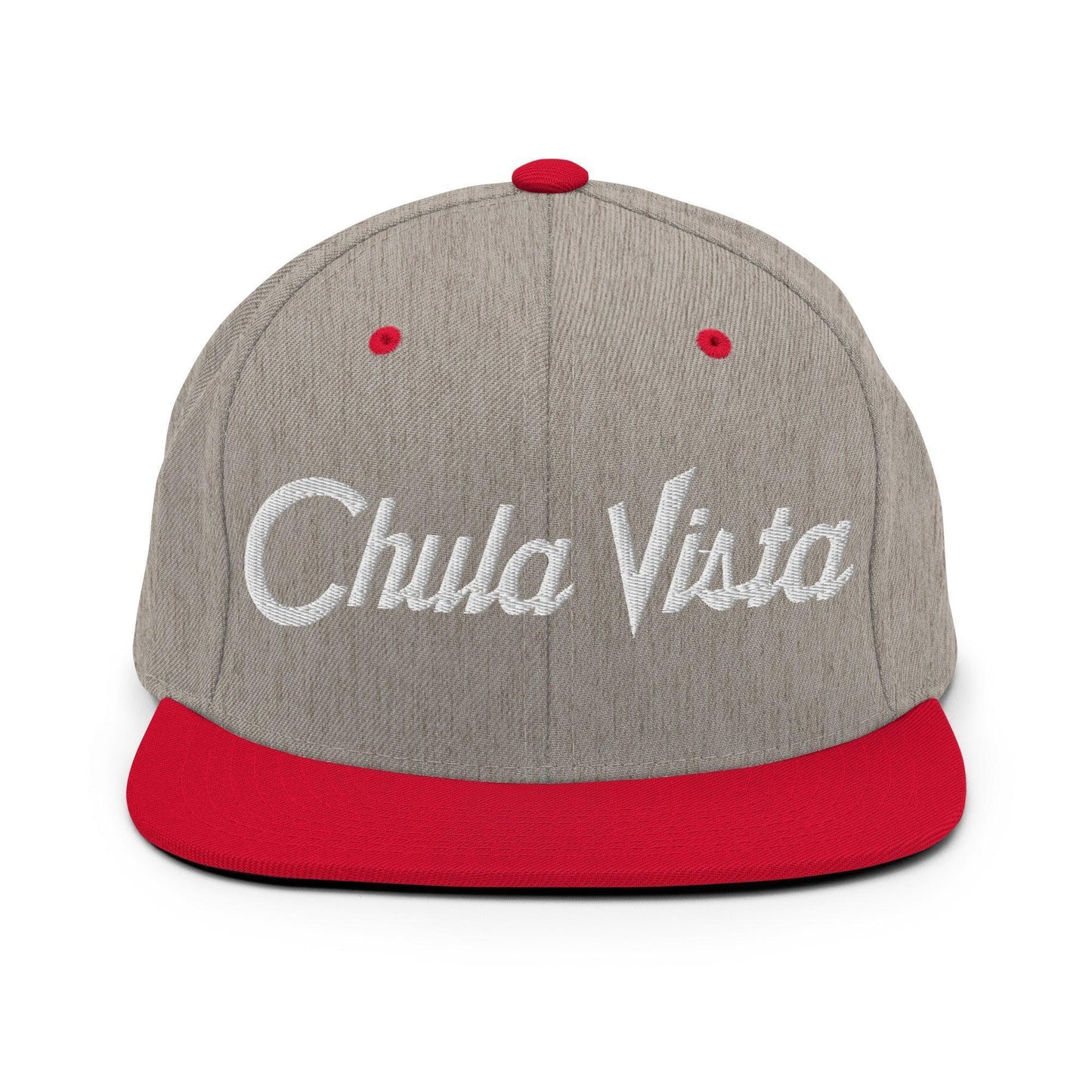 Chula Vista Script Snapback Hat Heather Grey/ Red