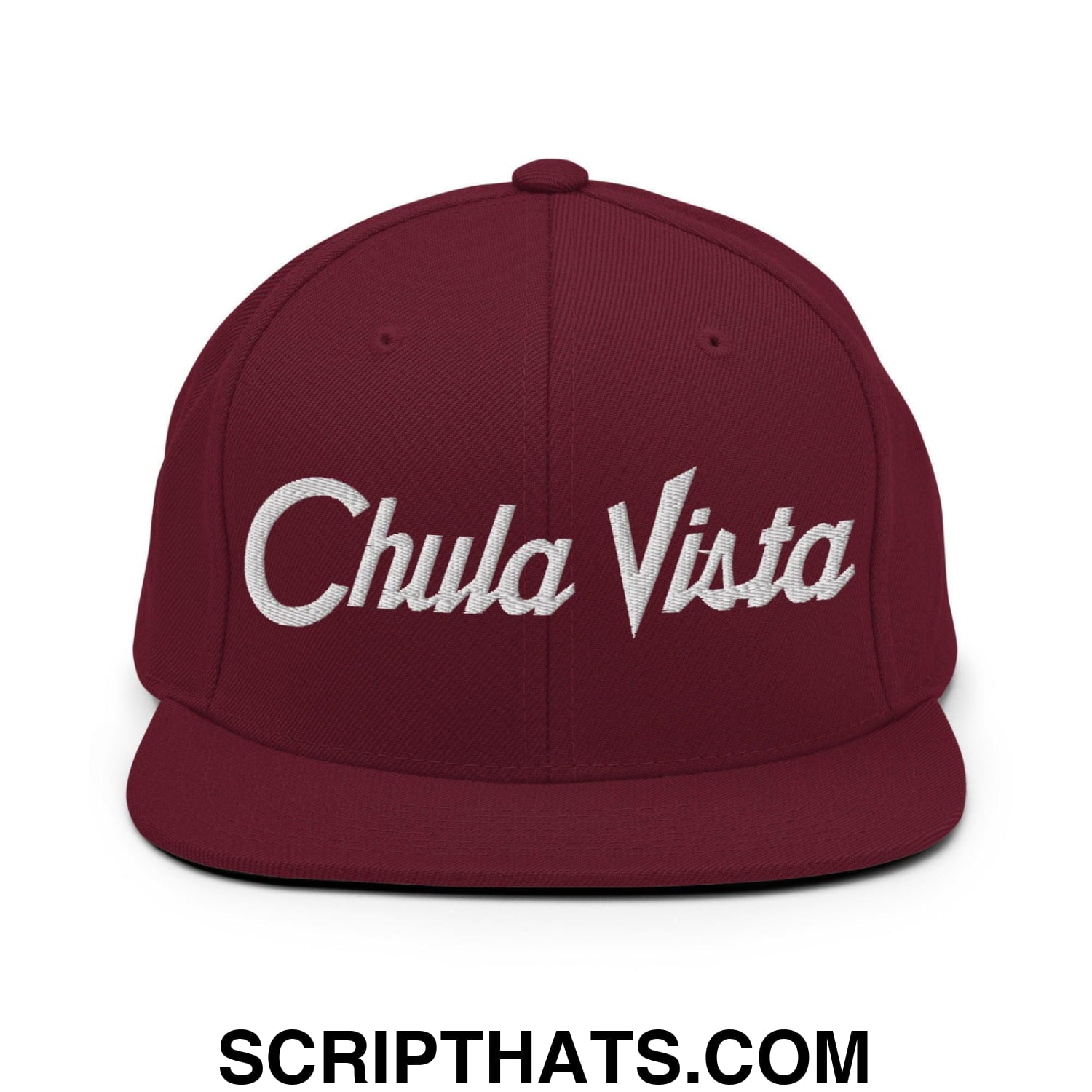 Chula Vista Script Snapback Hat Maroon