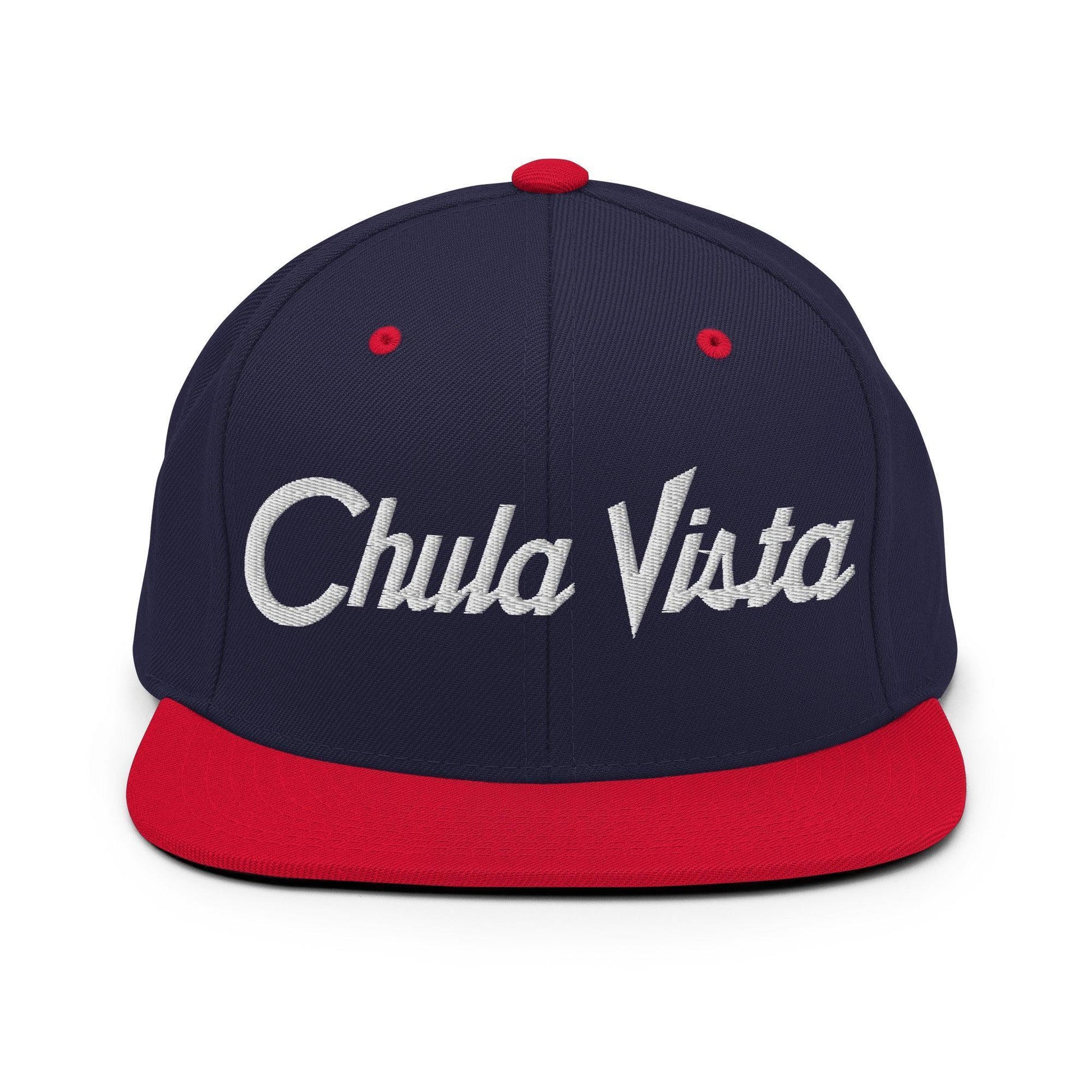 Chula Vista Script Snapback Hat Navy/ Red