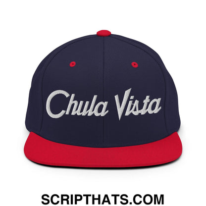 Chula Vista Script Snapback Hat Navy Red