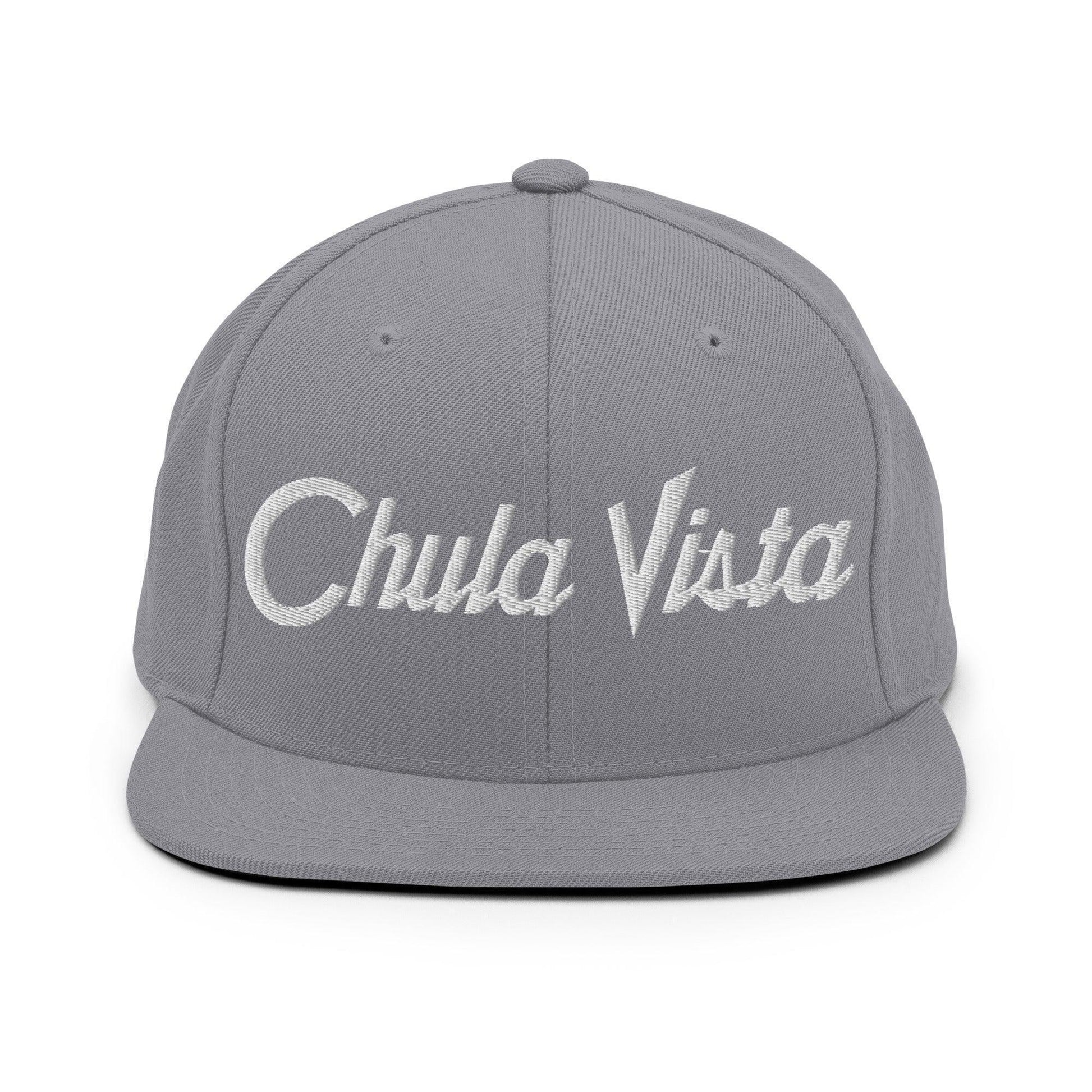 Chula Vista Script Snapback Hat Silver