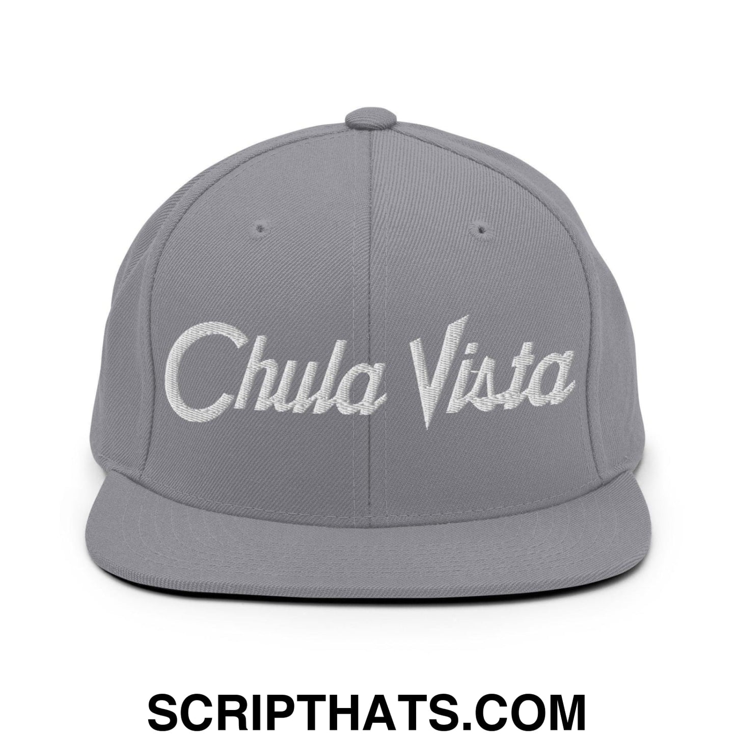Chula Vista Script Snapback Hat Silver