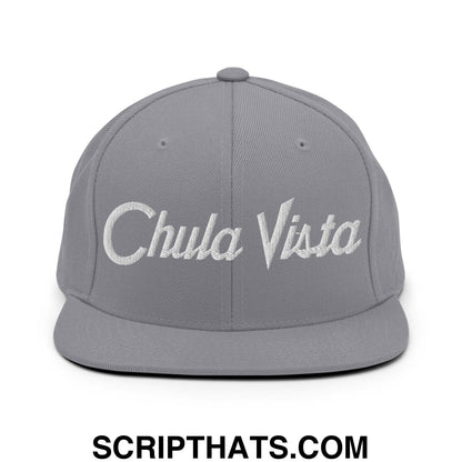 Chula Vista Script Snapback Hat Silver