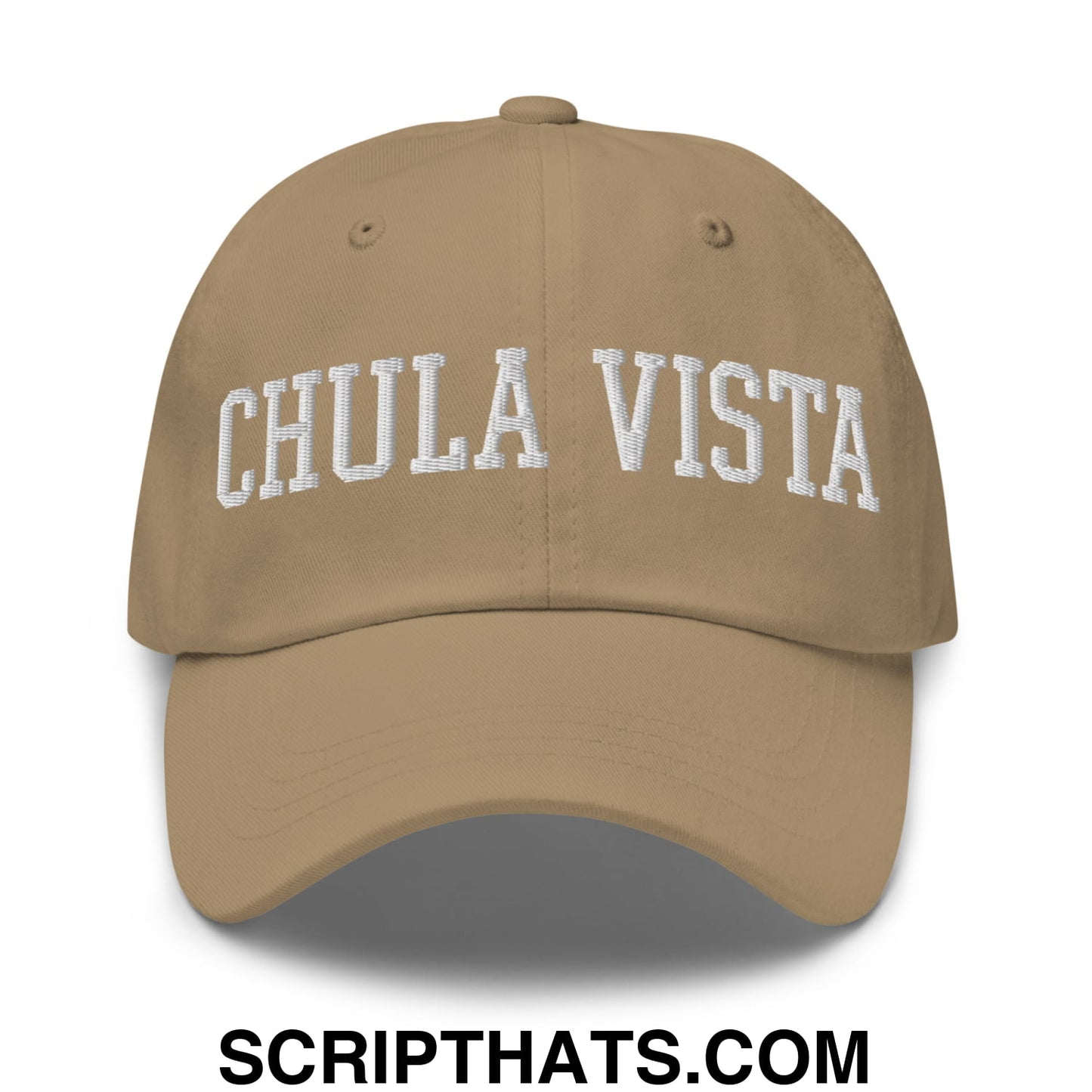 Chula Vista Varsity College Block Embroidered Unstructured Dad Hat Khaki
