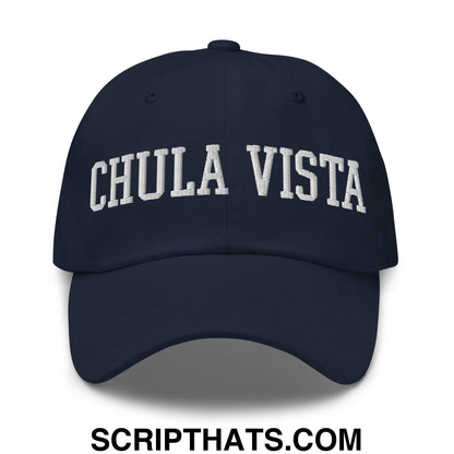 Chula Vista Varsity College Block Embroidered Unstructured Dad Hat Navy