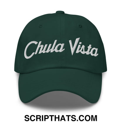 Chula Vista Vintage Sports Script Embroidered Unstructured Dad Hat Spruce