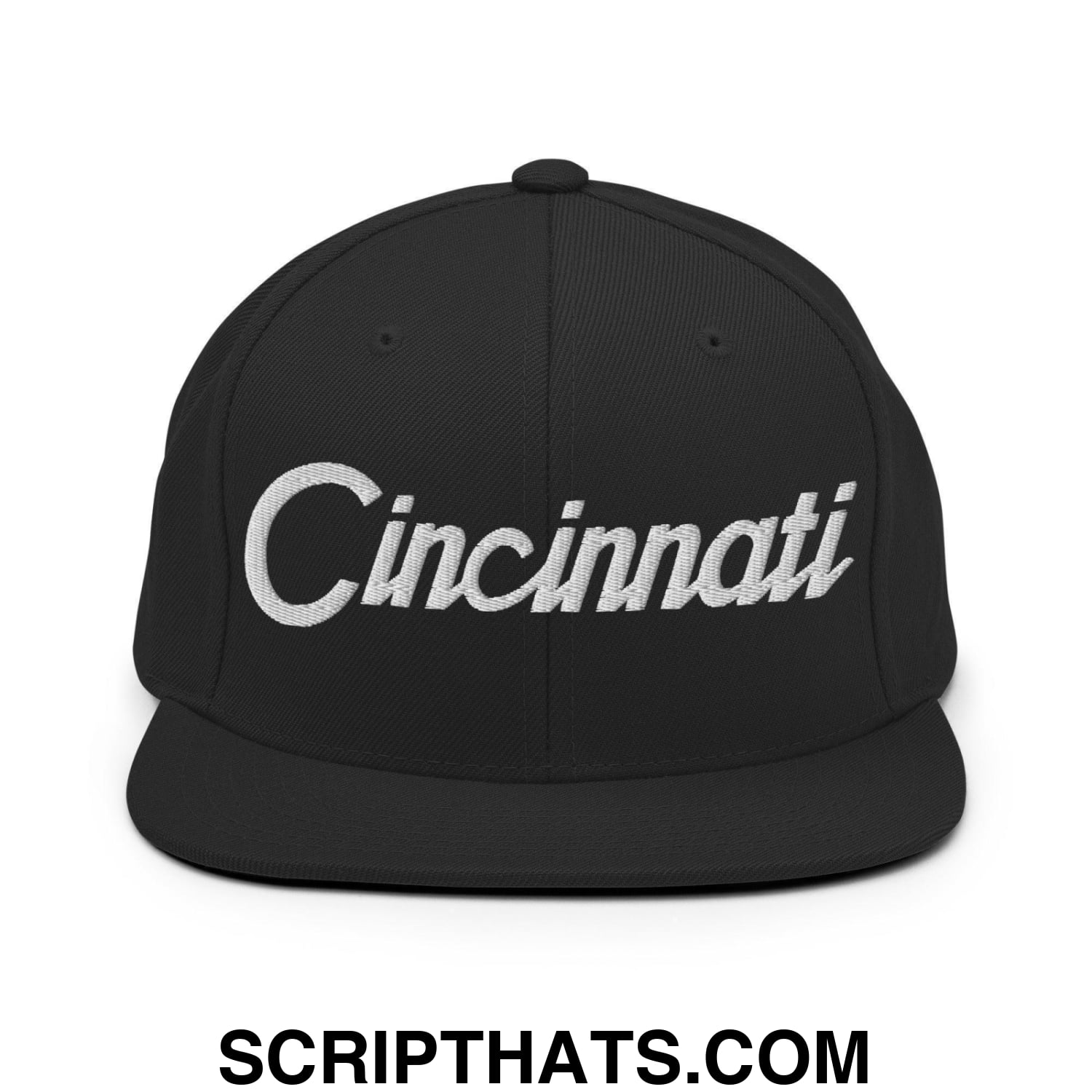 Cincinnati Script Snapback Hat Black
