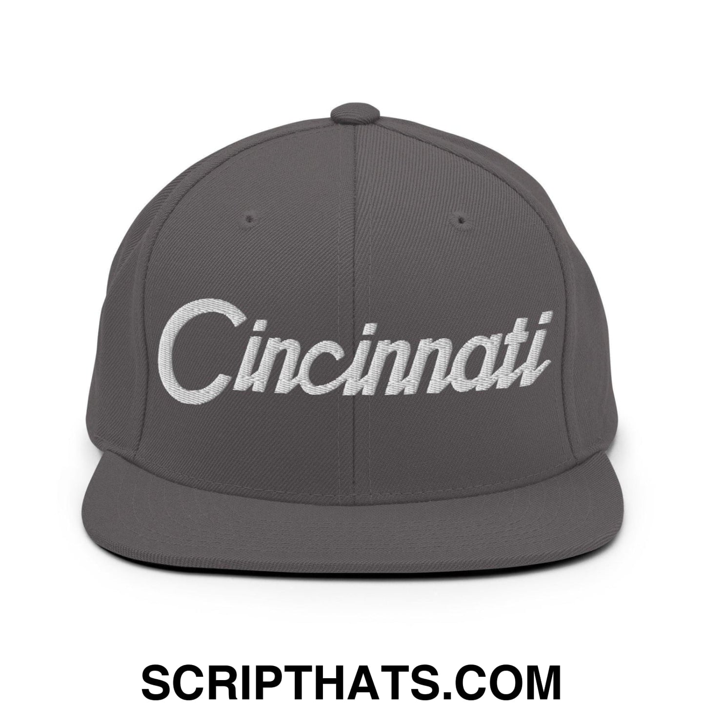 Cincinnati Script Snapback Hat Dark Grey