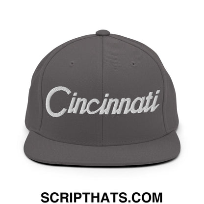 Cincinnati Script Snapback Hat Dark Grey