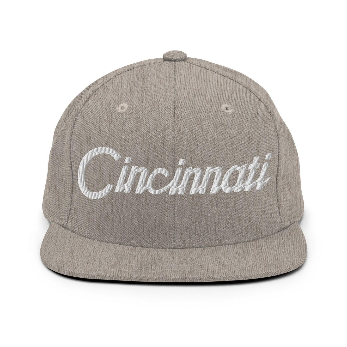 Cincinnati Script Snapback Hat Heather Grey
