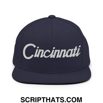 Cincinnati Script Snapback Hat Navy
