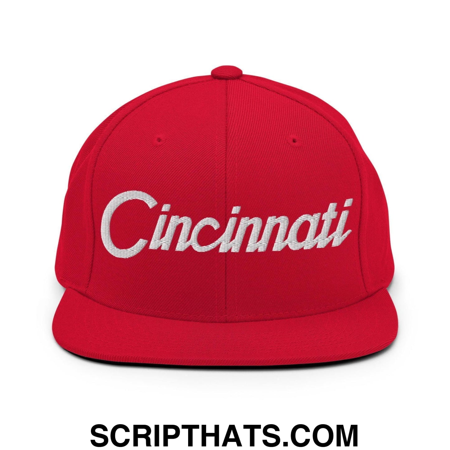 Cincinnati Script Snapback Hat Red