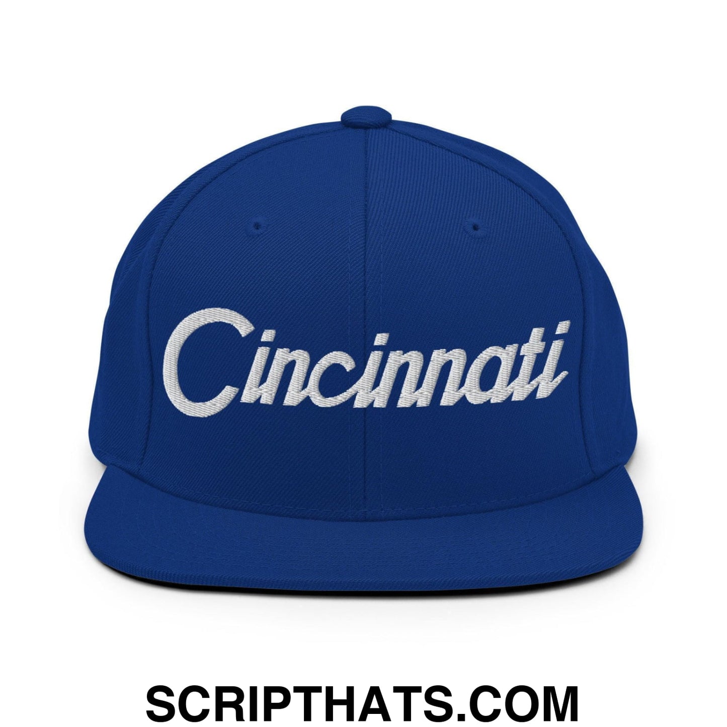 Cincinnati Script Snapback Hat Royal Blue